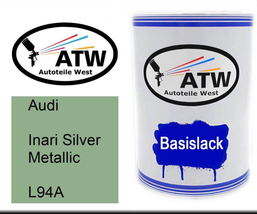 Audi, Inari Silver Metallic, L94A: 500ml Lackdose, von ATW Autoteile West.